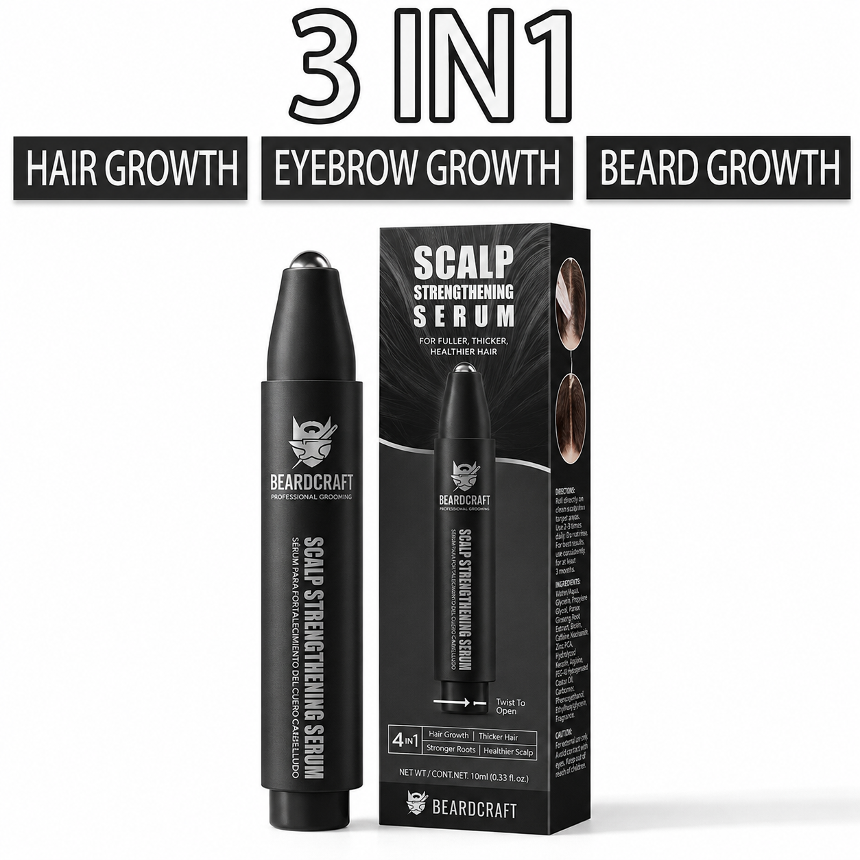 3IN1 Beardcraft Beard, hair and eyebrows Growth Serum